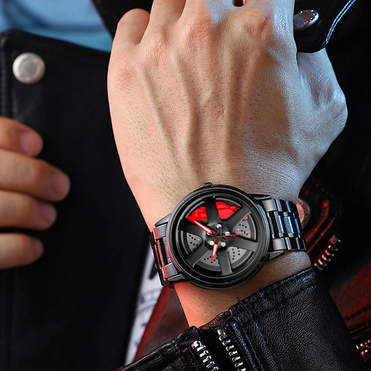 VA VA VOOM Reloj Deportivo para Hombre – Diseño Automotriz con Esfera Rotatoria, Acero Inoxidable, Resistente al Agua y Movimiento de Cuarzo