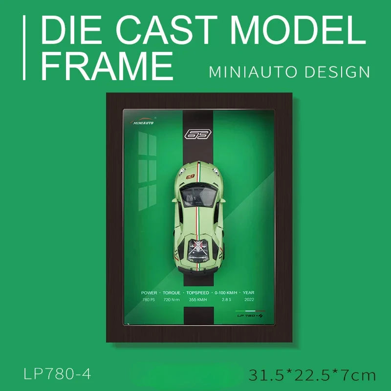 Auto Deportivo 3D de Colección – Modelo 1:32 en Marco Estereoscópico